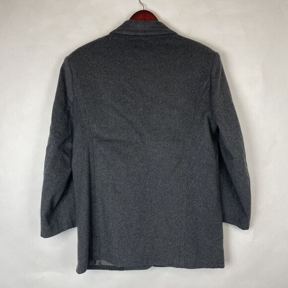 Vintage ANN TAYLOR size 12 Gray wool Cashmere one button blazer Coat relaxed fit - Picture 5 of 6